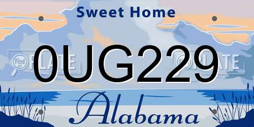 0UG229 Alabama License Plate