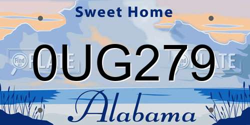 0UG279 Alabama License Plate