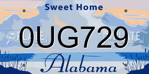 0UG729 Alabama License Plate