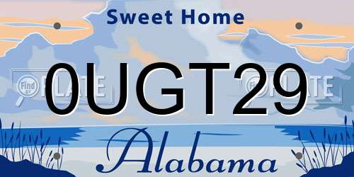 0UGT29 Alabama License Plate