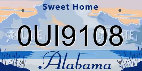 0UI9108 Alabama License Plate