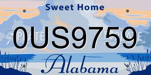 0US9759 Alabama License Plate
