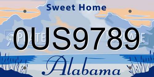 0US9789 Alabama License Plate