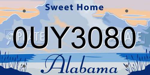 0UY3080 Alabama License Plate