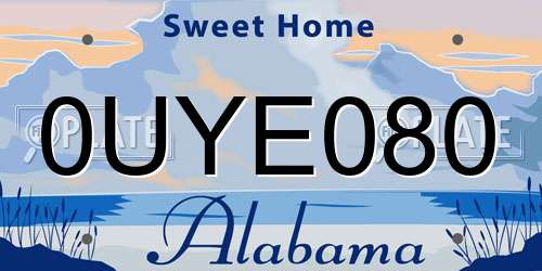0UYE080 Alabama License Plate