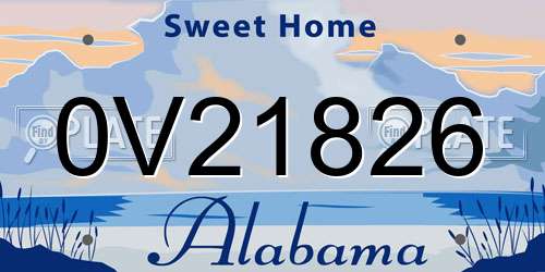 0V21826 Alabama License Plate