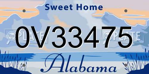 0V33475 Alabama License Plate