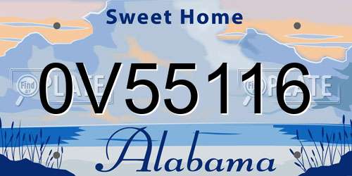0V55116 Alabama License Plate