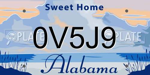 0V5J9 Alabama License Plate