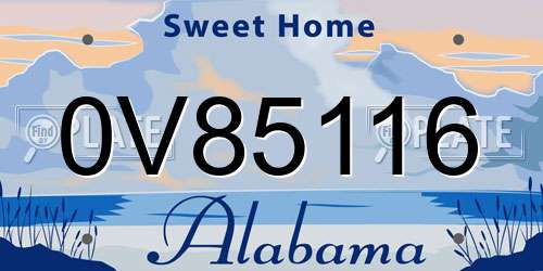 0V85116 Alabama License Plate
