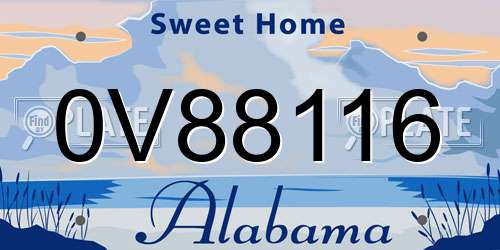 0V88116 Alabama License Plate