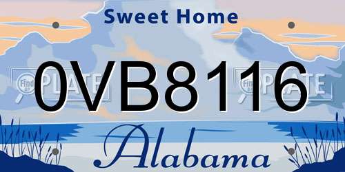 0VB8116 Alabama License Plate