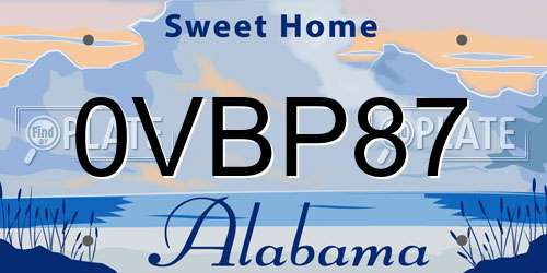 0VBP87 Alabama License Plate
