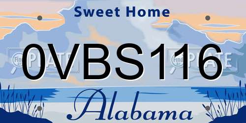 0VBS116 Alabama License Plate