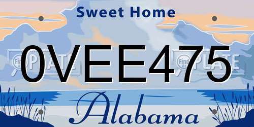 0VEE475 Alabama License Plate