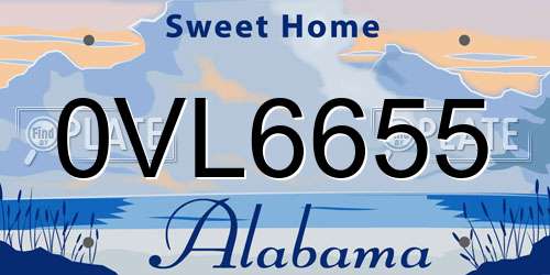 0VL6655 Alabama License Plate