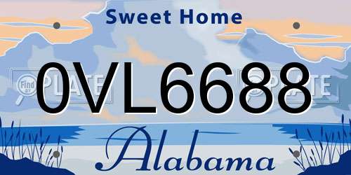 0VL6688 Alabama License Plate