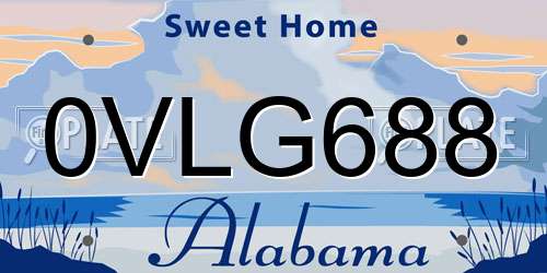 0VLG688 Alabama License Plate