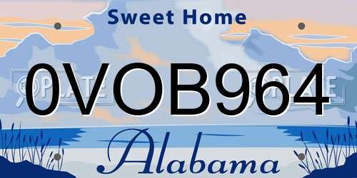 0VOB964 Alabama License Plate