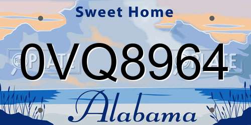 0VQ8964 Alabama License Plate