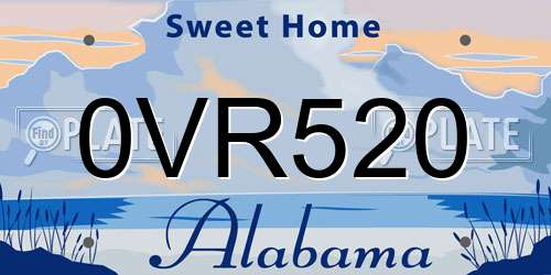 0VR520 Alabama License Plate