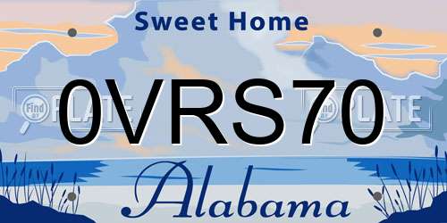 0VRS70 Alabama License Plate