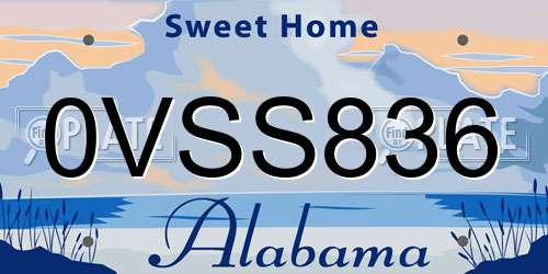 0VSS836 Alabama License Plate