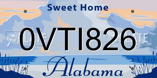0VTI826 Alabama License Plate