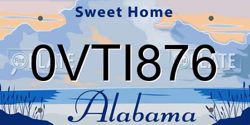 0VTI876 Alabama License Plate