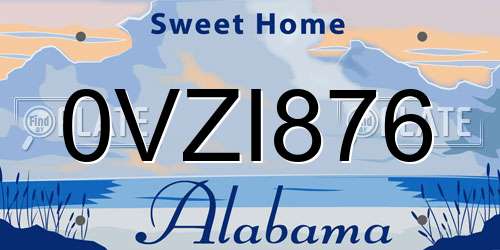 0VZI876 Alabama License Plate