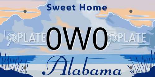 0W0 Alabama License Plate