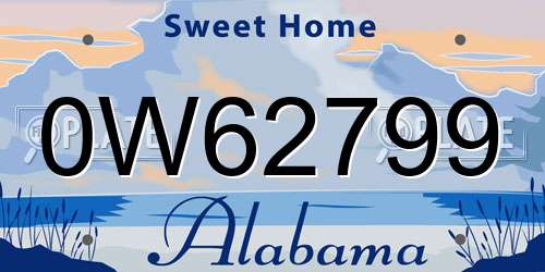 0W62799 Alabama License Plate