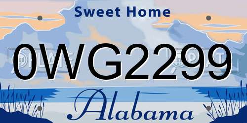 0WG2299 Alabama License Plate