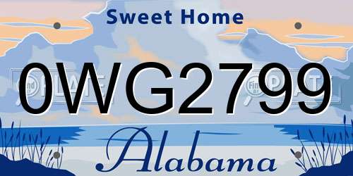 0WG2799 Alabama License Plate