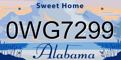 0WG7299 Alabama License Plate