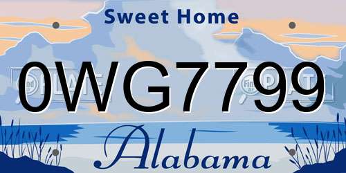 0WG7799 Alabama License Plate