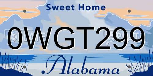 0WGT299 Alabama License Plate