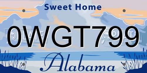 0WGT799 Alabama License Plate