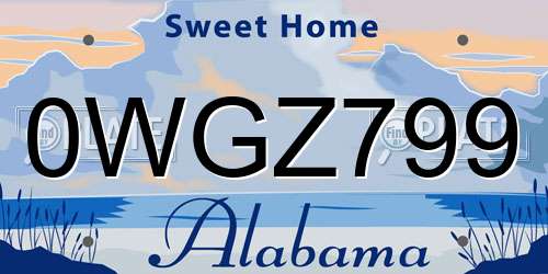 0WGZ799 Alabama License Plate