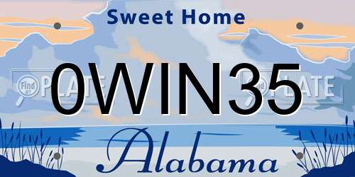 0WIN35 Alabama License Plate
