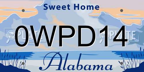0WPD14 Alabama License Plate