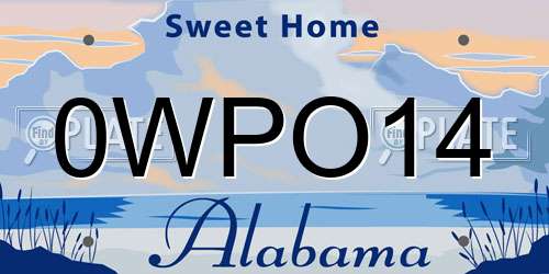 0WPO14 Alabama License Plate