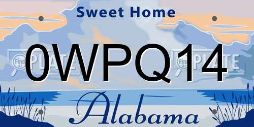 0WPQ14 Alabama License Plate