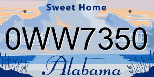 0WW7350 Alabama License Plate