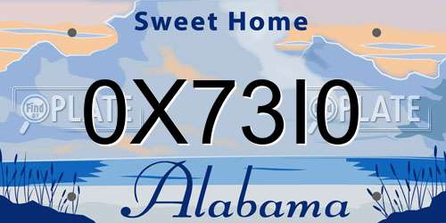 0X73I0 Alabama License Plate