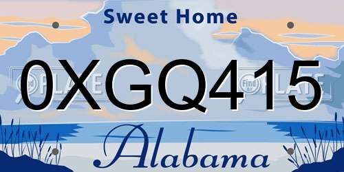 0XGQ415 Alabama License Plate