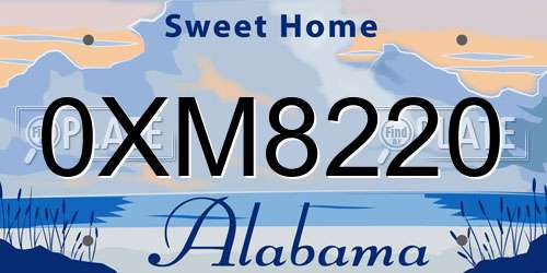 0XM8220 Alabama License Plate