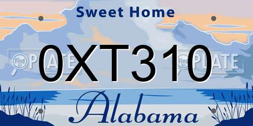 0XT310 Alabama License Plate