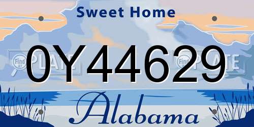 0Y44629 Alabama License Plate