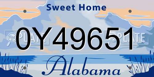 0Y49651 Alabama License Plate